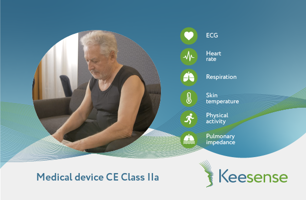 A patient wearing our Keesense connected medical garment